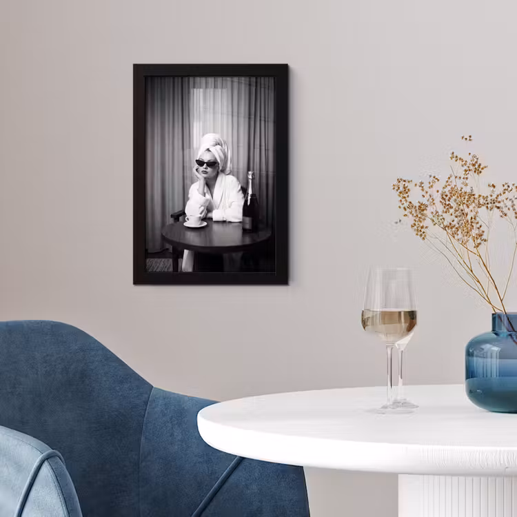 Poster met lijst - Vrouw - Bubbels - Zwart - Wit — 2