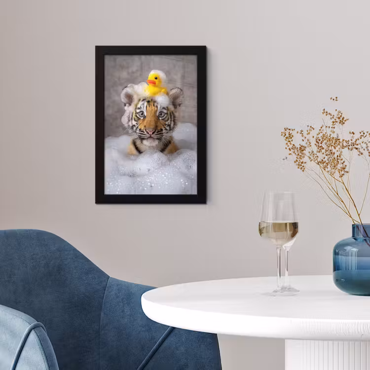 Poster met lijst - Welpje - Bad - Geel — 2
