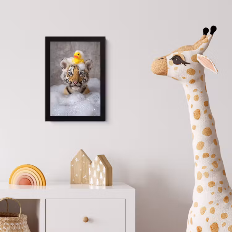Poster met lijst - Welpje - Bad - Geel — 5