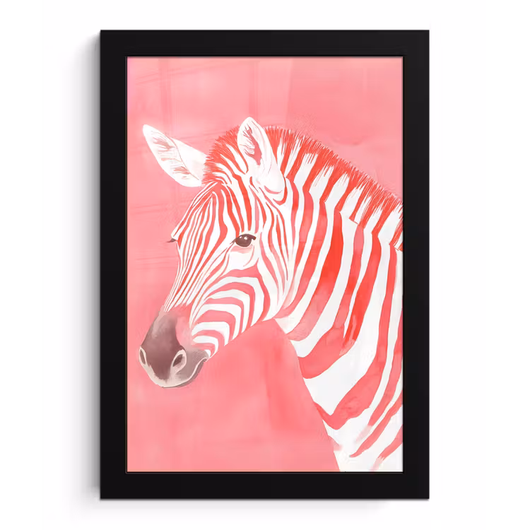 Poster met lijst - Zebra - Pink - Verf — 1