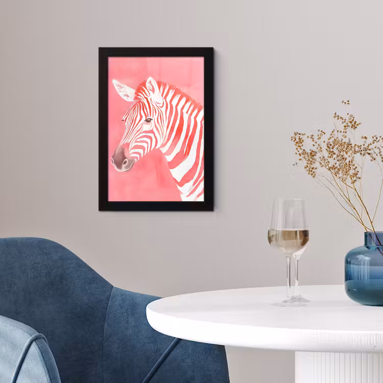 Poster met lijst - Zebra - Pink - Verf — 2