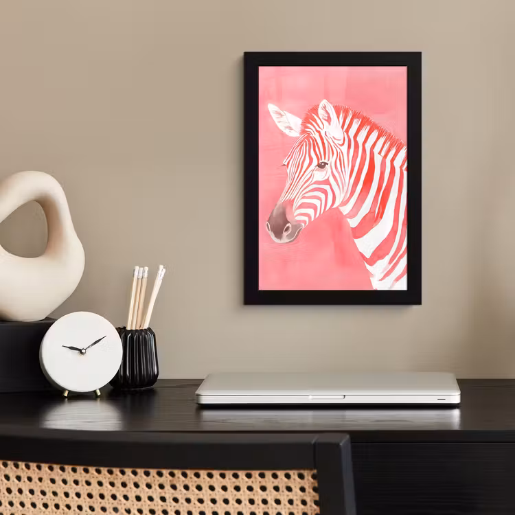 Poster met lijst - Zebra - Pink - Verf — 3