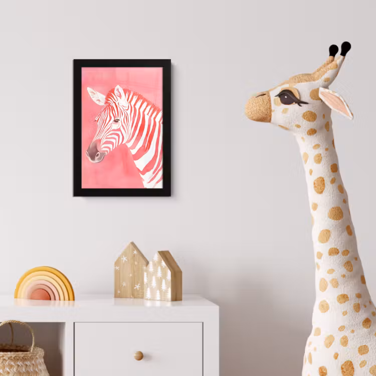 Poster met lijst - Zebra - Pink - Verf — 5
