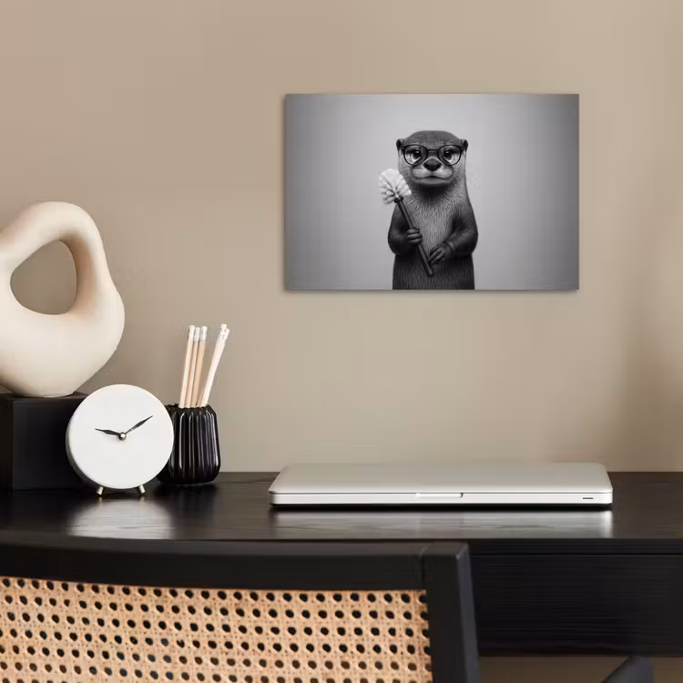 Poster - Otter - Wc-borstel - Bril - Zwart - Wit — 2