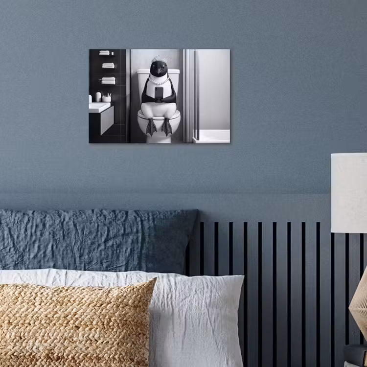 Poster - Pinguïn - Telefoon - Toilet - Zwart - Wit — 3