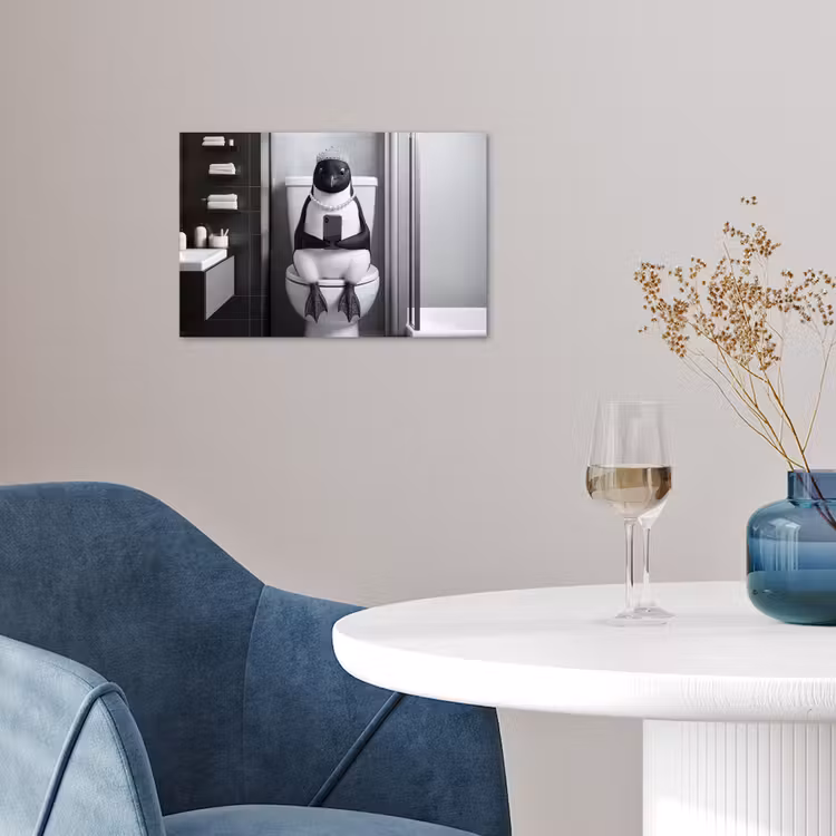 Poster - Pinguïn - Telefoon - Toilet - Zwart - Wit — 4