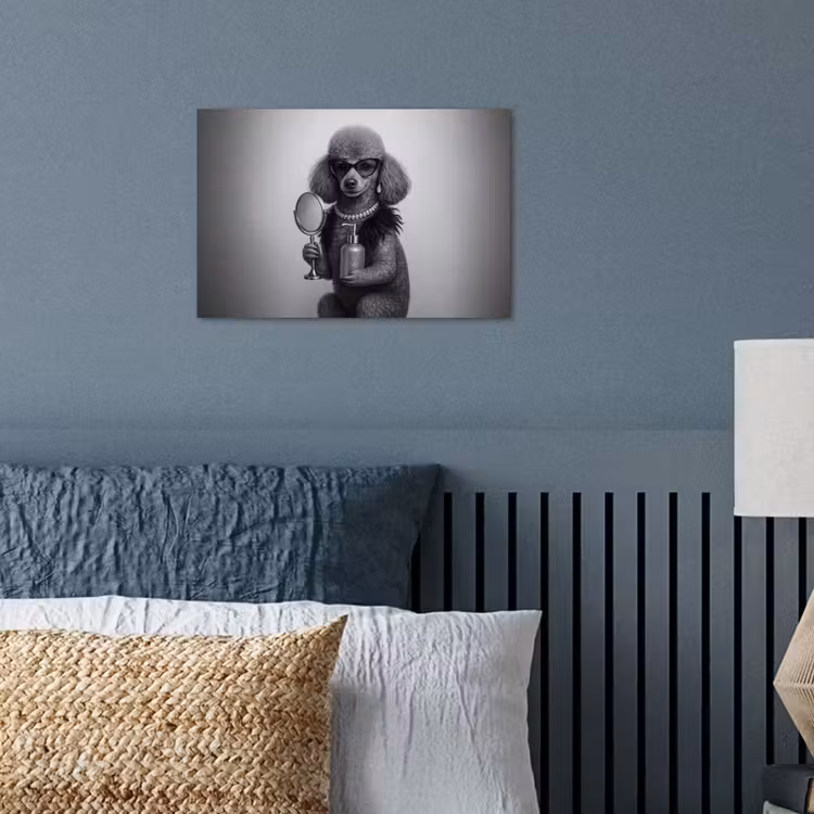 Poster - Poedel - Spiegel - Zwart - Wit — 3