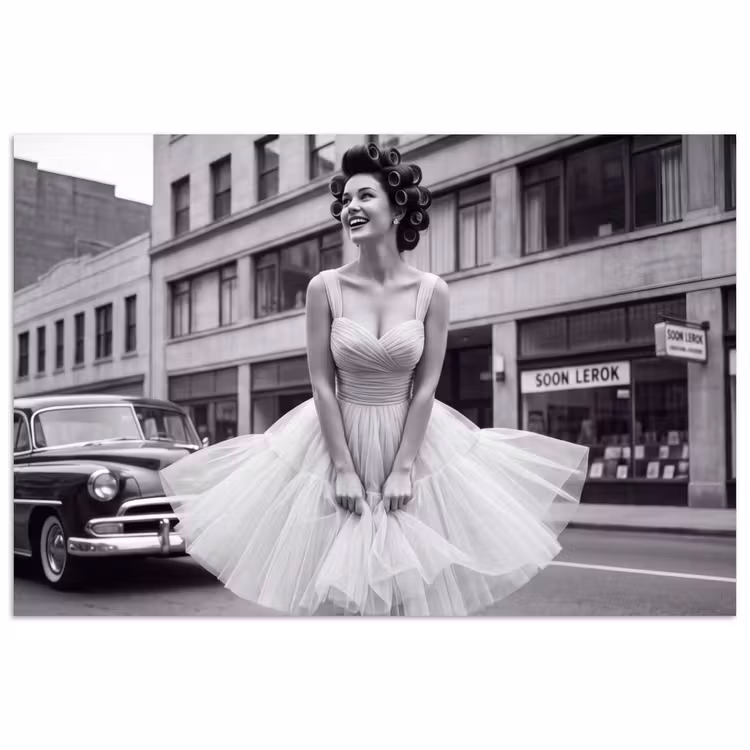 Poster - Retro - Vrouw - Zwart - Wit — 1