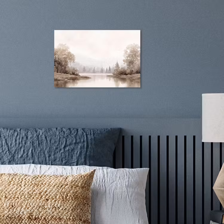 Poster - Rivierlandschap - Minimalistisch - Aardetinten — 3
