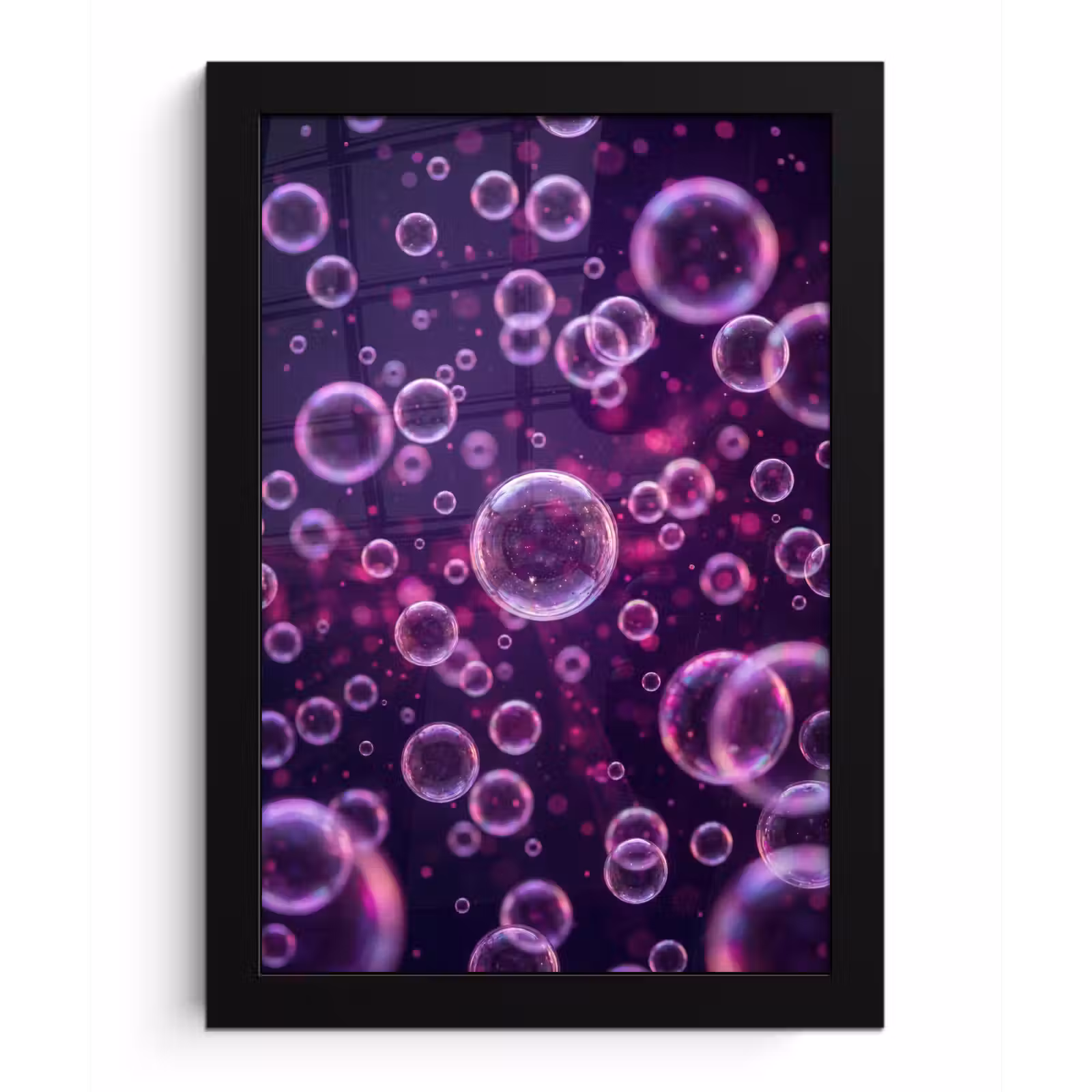 Poster met lijst - Paars - Bubbels - Schuim — 1