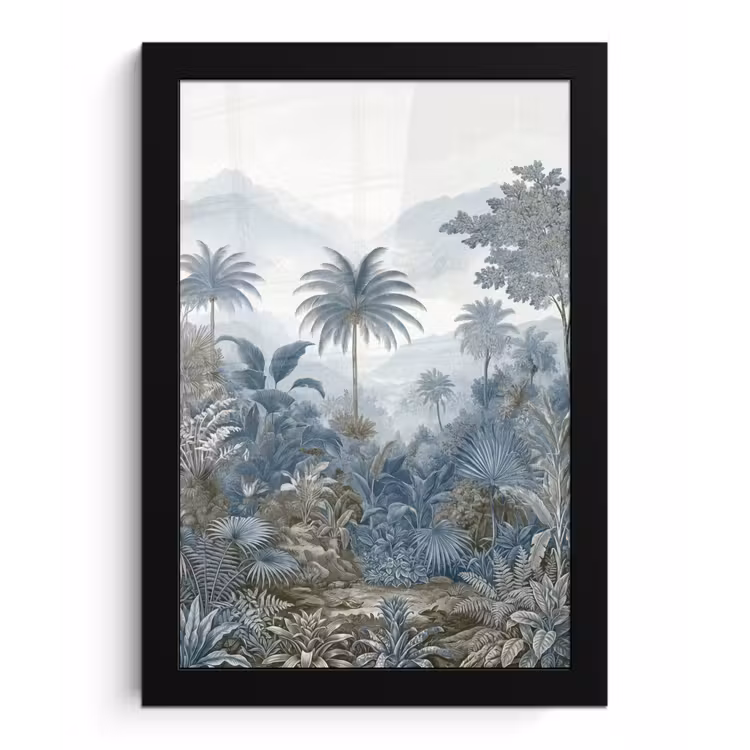 Poster met lijst - Jungle - Modern - Blauw - Groen — 1
