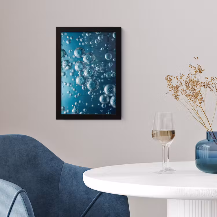 Poster met lijst - Luchtbellen - Dynamisch - Blauw — 2
