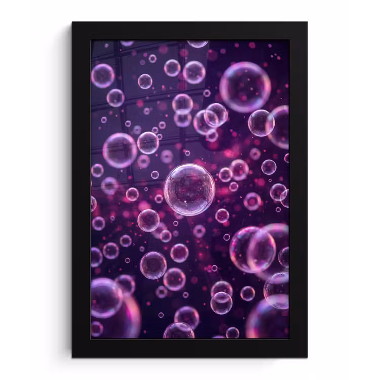 Poster met lijst - Paars - Bubbels - Schuim — 1