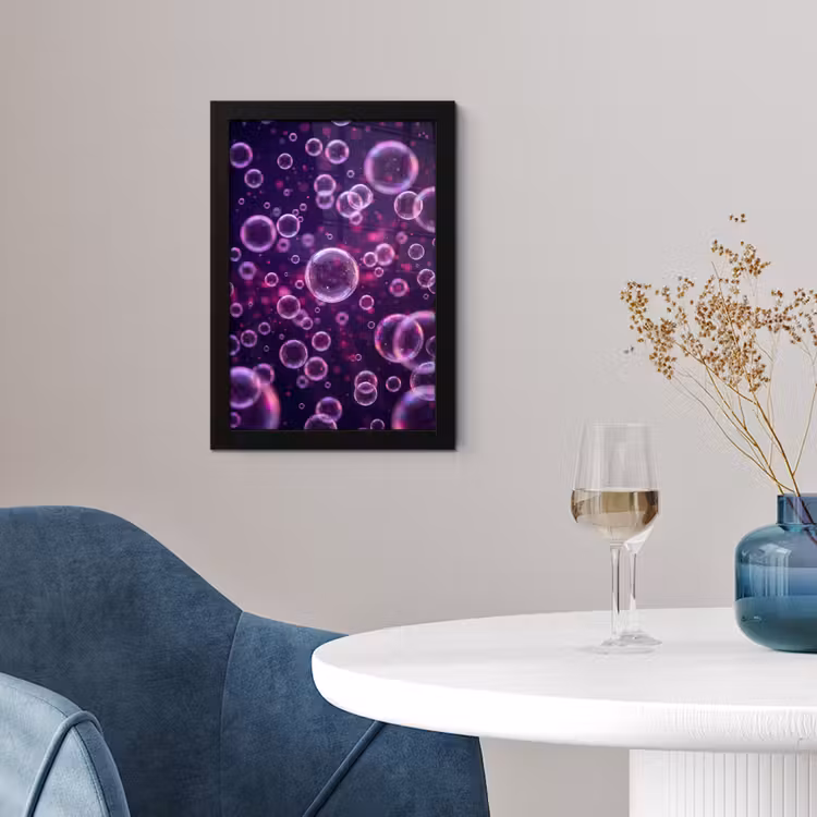 Poster met lijst - Paars - Bubbels - Schuim — 2
