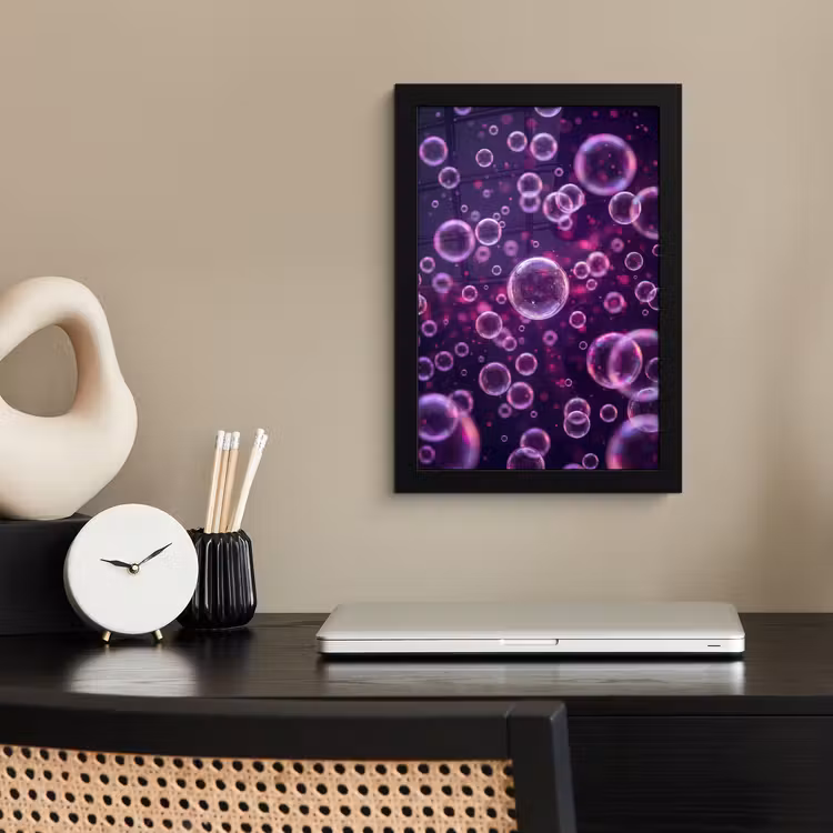 Poster met lijst - Paars - Bubbels - Schuim — 3