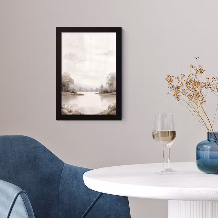 Poster met lijst - Rivierlandschap - Minimalistisch - Aardetinten — 2