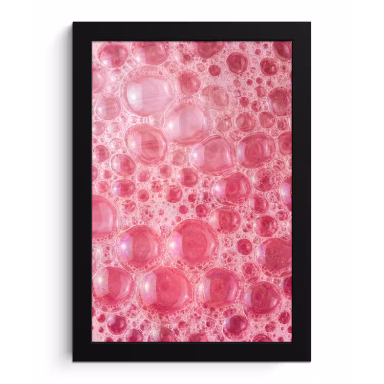 Poster met lijst - Roze - Schuim - Bubbels — 1