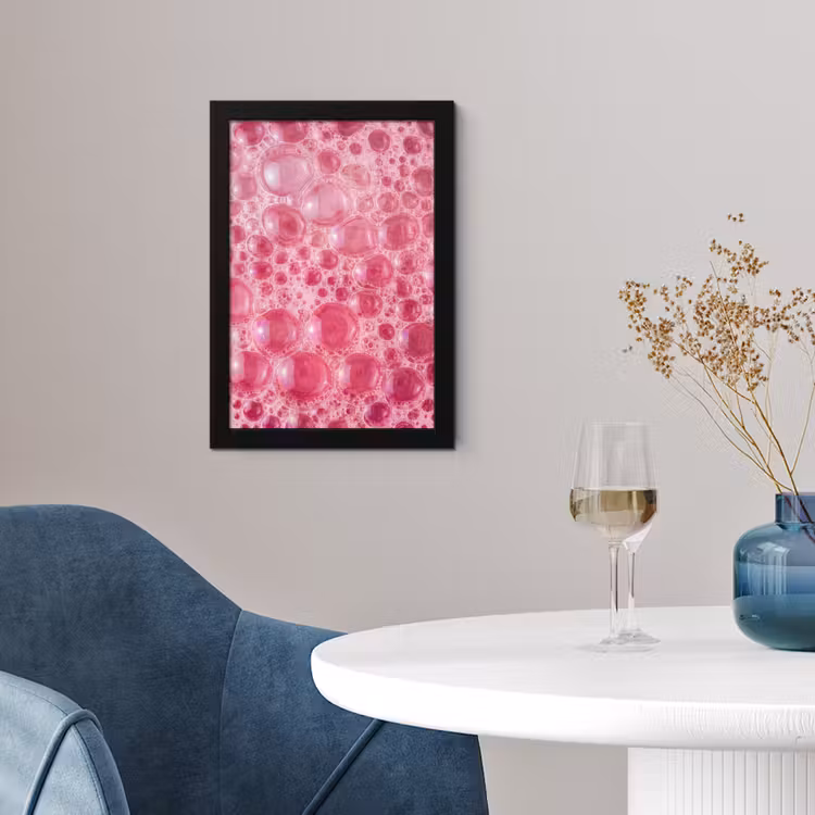 Poster met lijst - Roze - Schuim - Bubbels — 2