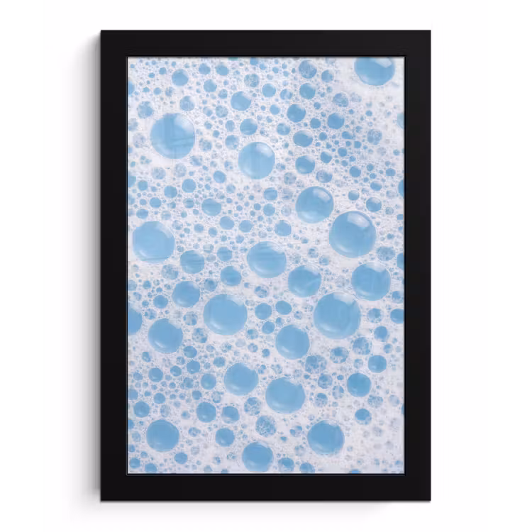 Poster met lijst - Schuim - Bubbels - Blauw — 1