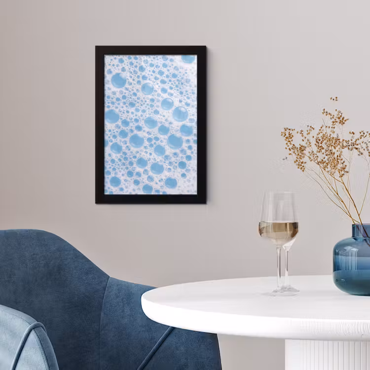 Poster met lijst - Schuim - Bubbels - Blauw — 2