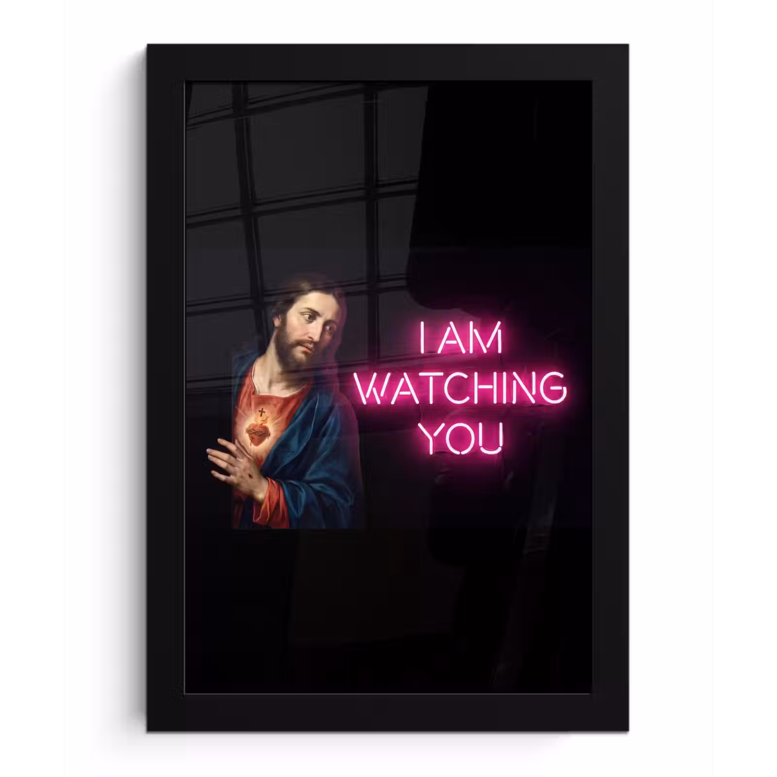 Poster met lijst - Man - Tekst - Neon — 1