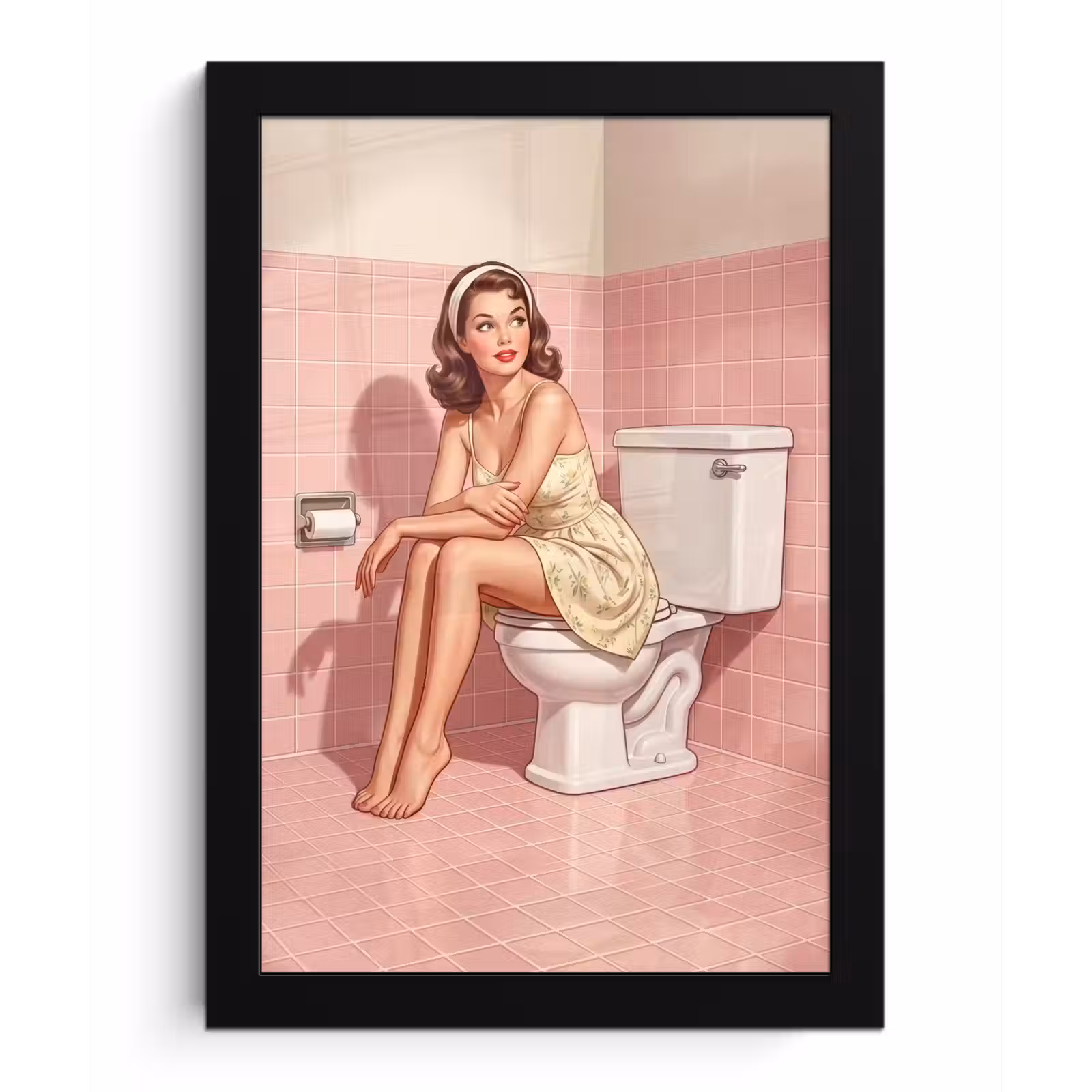 Poster met lijst - Roze - Retro - Vrouw — 1