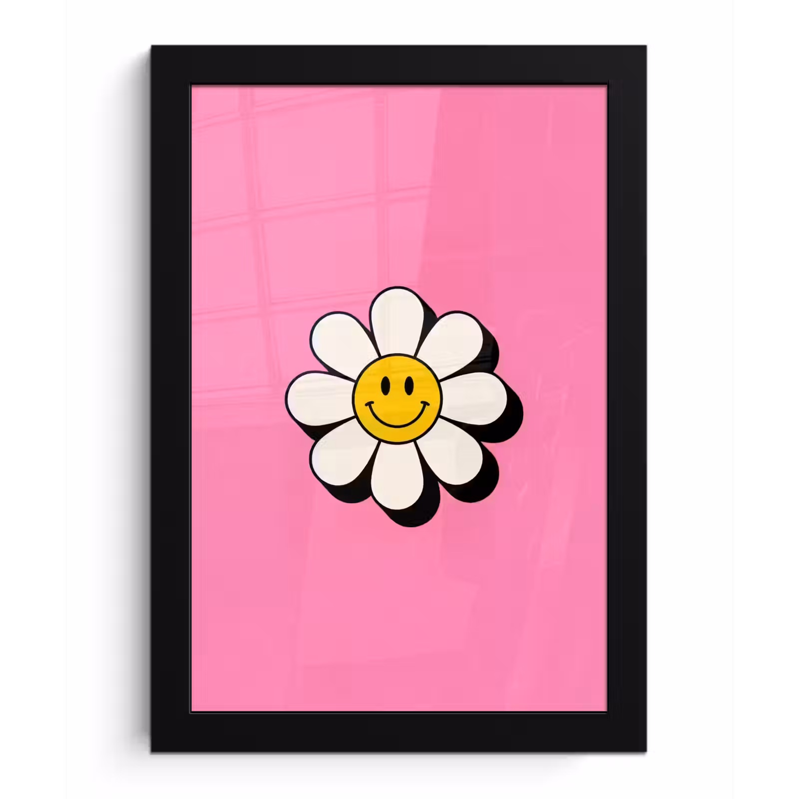 Poster met lijst - Smiley - Bloem - Roze — 1