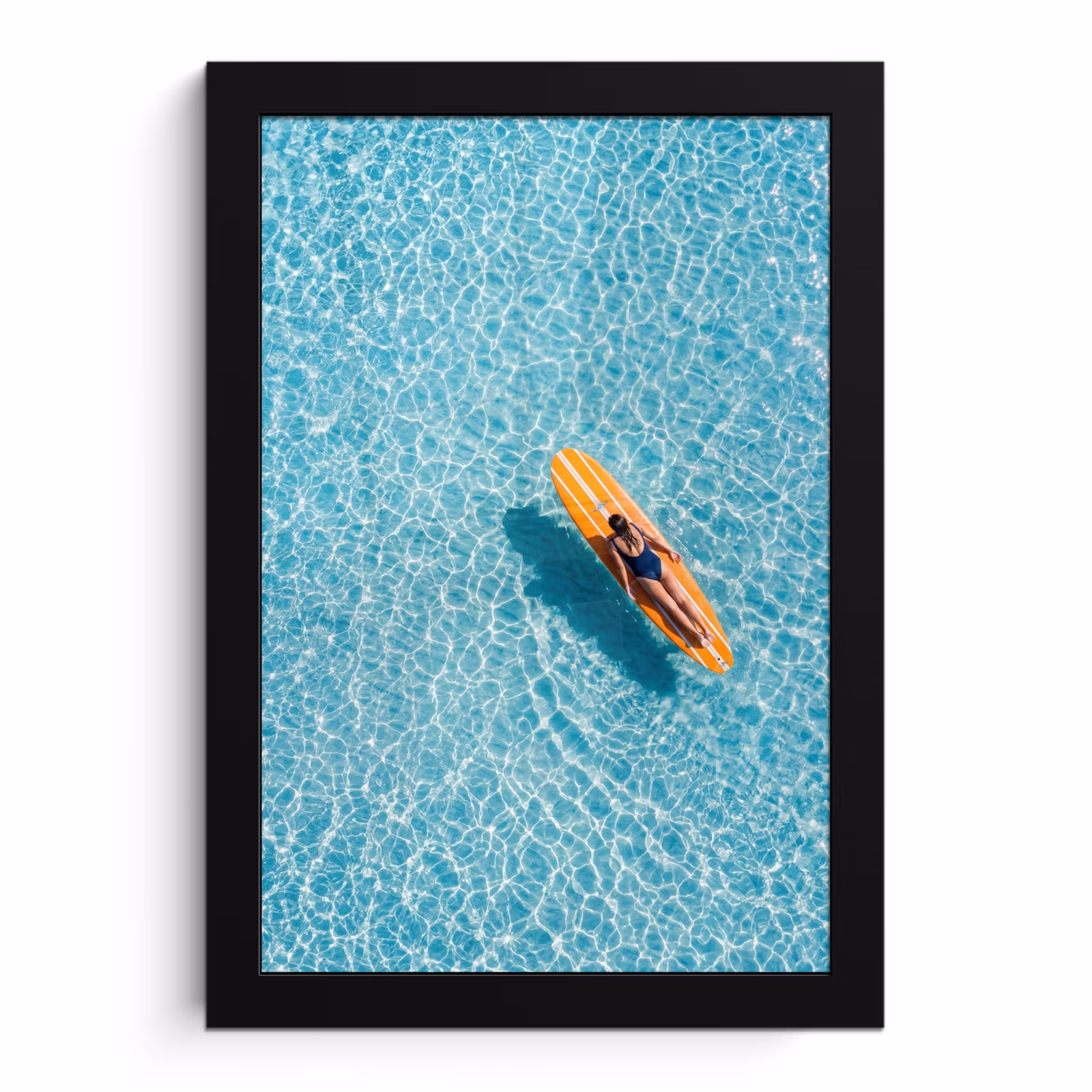 Poster met lijst - Surfboard - Water - Badpak - Oranje — 1