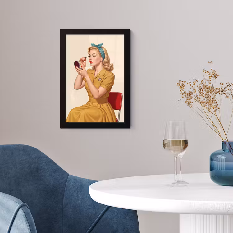 Poster met lijst - Illustratie - Mascara - Vrouw - Geel — 2