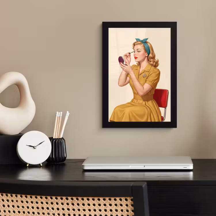 Poster met lijst - Illustratie - Mascara - Vrouw - Geel — 3