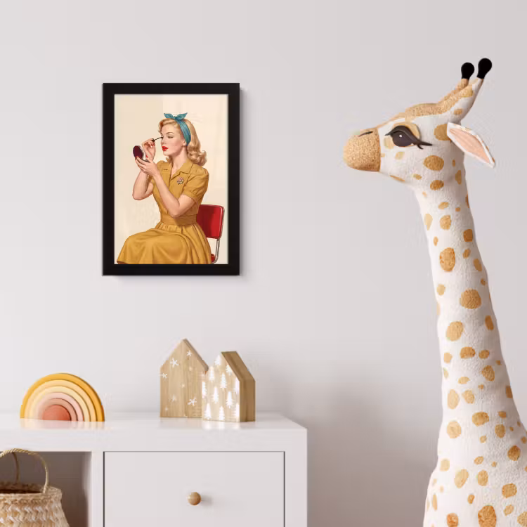 Poster met lijst - Illustratie - Mascara - Vrouw - Geel — 5