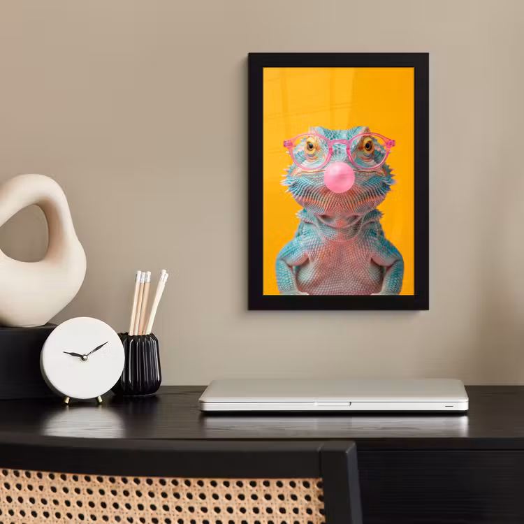 Poster met lijst - Kameleon - Kauwgom - Kleurrijk — 3