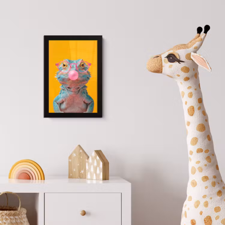 Poster met lijst - Kameleon - Kauwgom - Kleurrijk — 5
