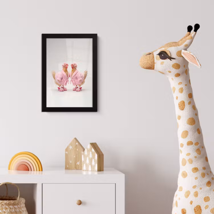 Poster met lijst - Kippen - Badjas - Krukspelden - Hakken — 5