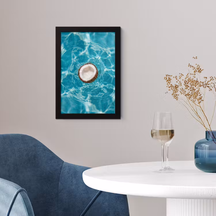 Poster met lijst - Kokosnoot - Water - Wit — 2