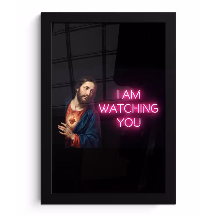 Poster met lijst - Man - Tekst - Neon — 1