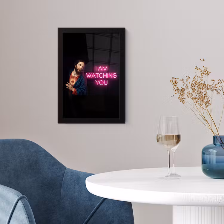 Poster met lijst - Man - Tekst - Neon — 2