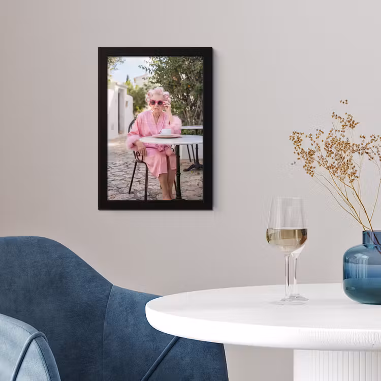 Poster met lijst - Ochtendjas - Krulspelden - Roze — 2