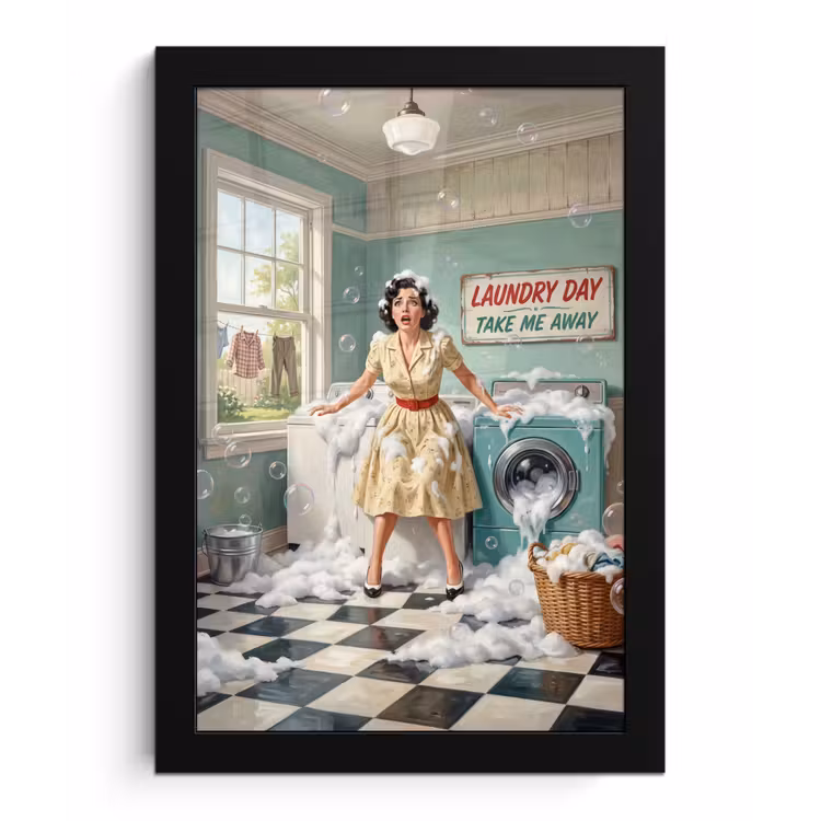 Poster met lijst - Retro - Blauw - Vrouw — 1