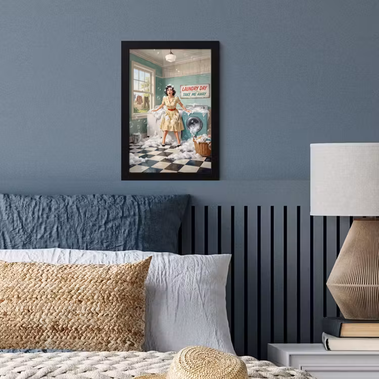 Poster met lijst - Retro - Blauw - Vrouw — 4