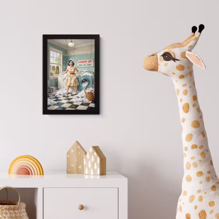 Poster met lijst - Retro - Blauw - Vrouw — 5