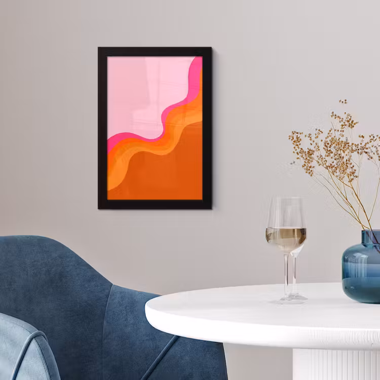 Poster met lijst - Retro - Waves - Kleurrijk — 2