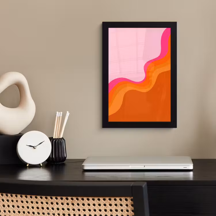 Poster met lijst - Retro - Waves - Kleurrijk — 3