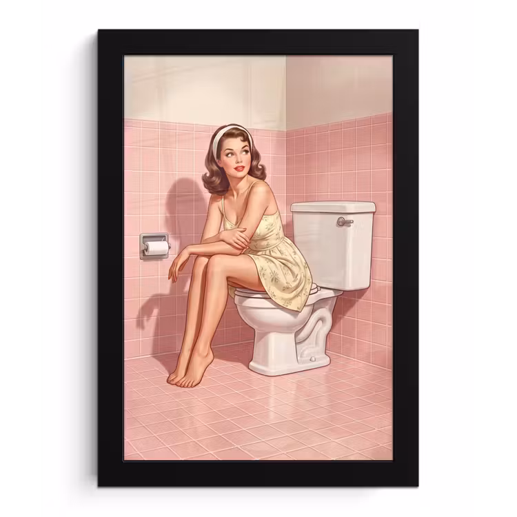 Poster met lijst - Roze - Retro - Vrouw — 1
