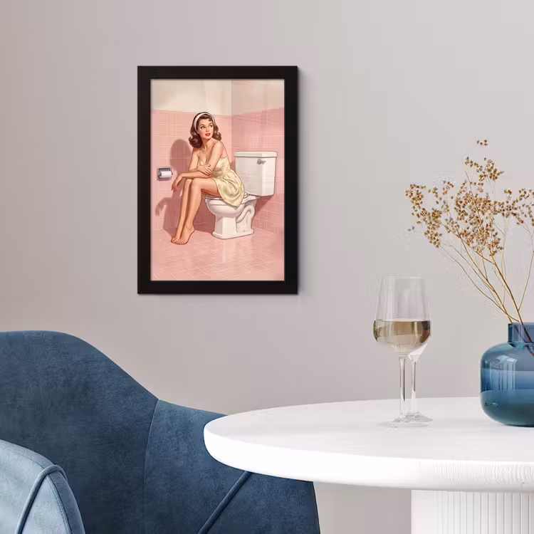 Poster met lijst - Roze - Retro - Vrouw — 2