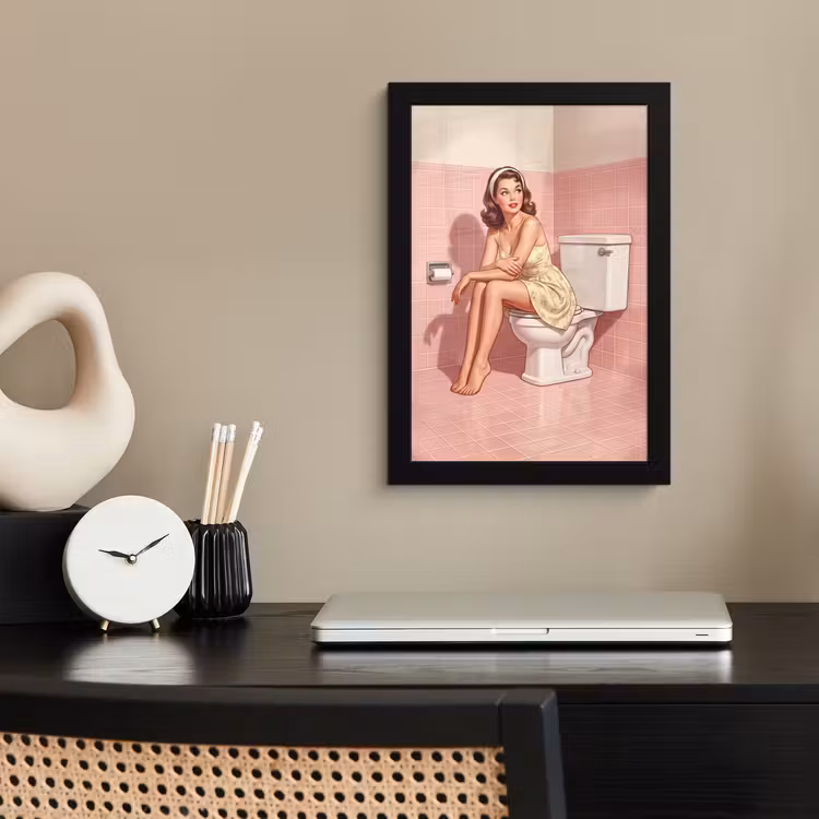 Poster met lijst - Roze - Retro - Vrouw — 3