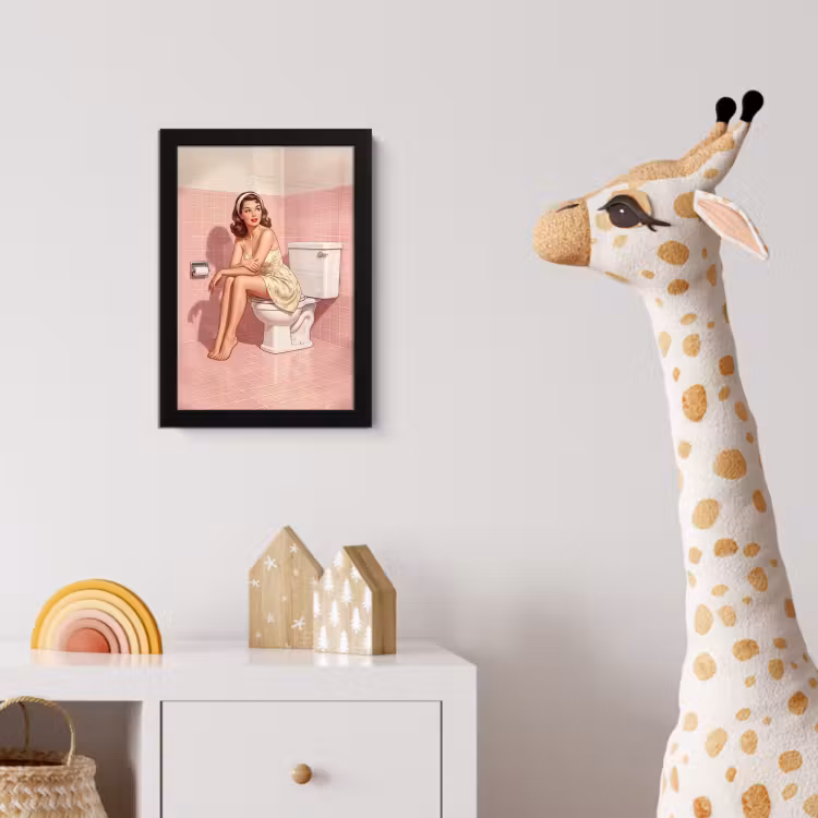 Poster met lijst - Roze - Retro - Vrouw — 5