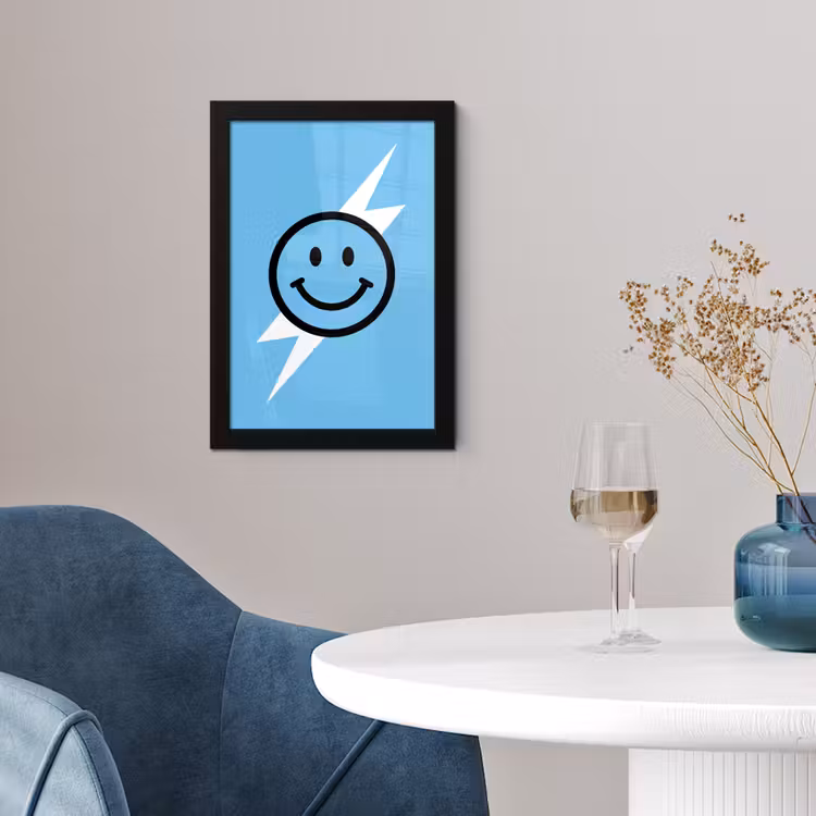 Poster met lijst - Smiley - Blauw - Bliksem — 2