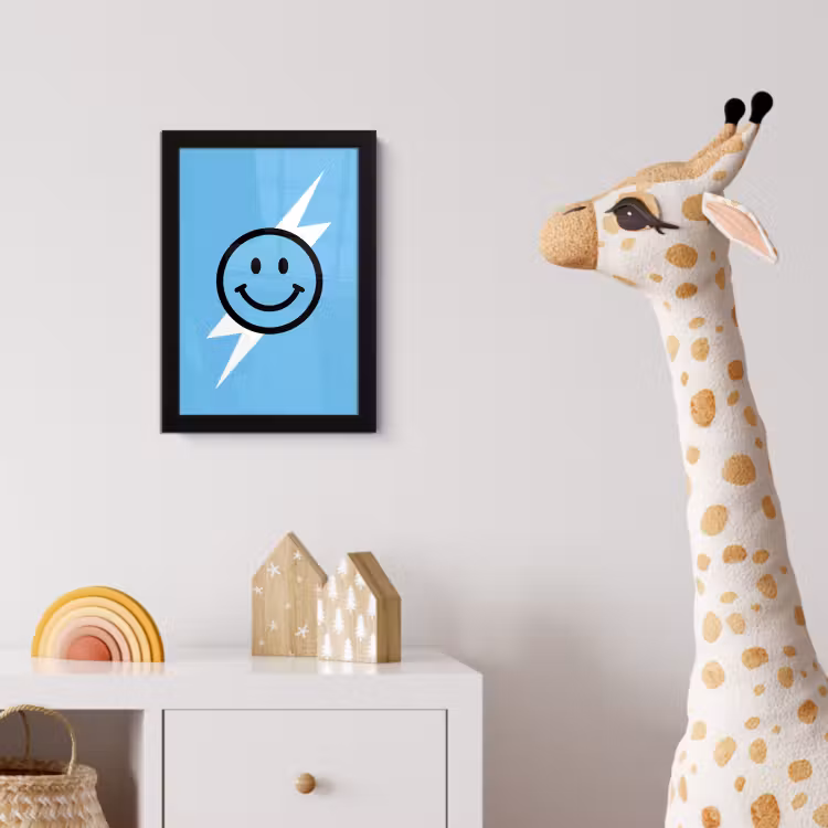 Poster met lijst - Smiley - Blauw - Bliksem — 5