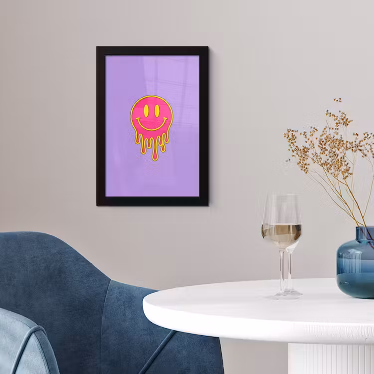 Poster met lijst - Smiley - Drip - Neon — 2